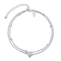 VICKWOOD Fußkettchen für Damen 21cm bis 27cm Verstellabr in Silver Wasserfest aus Edelstahl Fußkette Sommer Schmuck Geschenk für Frauen (Silber-26cm)