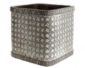Viana Übertopf Keramik Blumentopf Pflanz-Würfel 15cm Braun Weiß