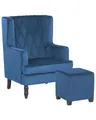 Moderner Sessel mit Fußhocker Polsterbezug aus Samtstoff blau Sandset