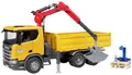 Bruder Scania Super 560R Baustellen-LKW mit Kran und 2 Paletten Fertigmodell Nutzfahrzeug Modell