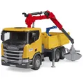 BRUDER 03551 Scania Super 560R Baustellen-LKW mit Kran und 2 Paletten
