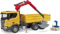 bruder 03551 - Scania Super 560R Baustellen LKW mit Kran & 2 Paletten - 1:16