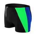 Aquarti Herren Badehose Kurz mit Seitlichem Streifen, Farbe: Schwarz/Kornblumenblau/Grün, Größe: M