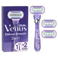 Gillette Venus Deluxe Smooth Swirl Rasierer Damen, Damenrasierer + 3 Rasierklingen mit 5-fach Klinge, Geschenk für Frauen