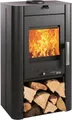 Haas + Sohn Kaminofen PRUNUS II Stahl tief-schwarz, mit Holzfach, 6,4 kW, Zeitbrand