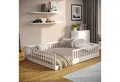 CADANI Kinderbett Timi Bodenbett bis 200 kg belastbar mit abnehmbarem Rausfallschutz (140x200 cm, Montessori Kinder- & Jugendbett aus Kiefer Massivholz), inkl. stabilem Roll-Lattenrost, Weiß
