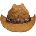 Western Strohhut Georgia mit Hutband beige braun Cowboyhut Westernhut Sommerhut