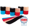 Axion Kinesiologie-Tape PRECUT 12er Mix-Set, 20 vorgeschnittene Sport Tapes 25 x 5 cm (12-St) MEDIZINPRODUKT • wasserfest • hautfreundlich • elastisch • 4 Farben