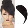 Echthaar Pony Clip In, Fransen Bang, Glatt, Naturschwarz, Haarverlängerung