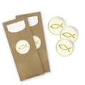 itenga 24x Bestecktaschen Servietten Fisch Gold Kommunion Konfirmation Taufe