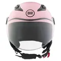 BHR 838 CHILDREN, Kinder-Motorradhelm Demi-Jet ECE 22.06, Rollerhelm mit kratzfestem Visier, Rosa, L - Rosa