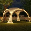 LED Event Pavillon XXL DomeShelter 450cm Garten inkl. Solarmodul Designer Gartenzelt Camping Partyzelt mit Beleuchtung - anthrazit - Grau