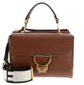 COCCINELLE Arlettis Signature Handbag Grained Leather Umhängetasche Cognac Neu