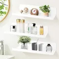 3er Set Wandregal Weiß Acryl Selbstklebend 30cm Badezimmer Regal