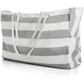 Strandtasche XXL Badetasche Strandtasche mit Reißverschluss Schwimmbad Tasche Schmutz- & Wasserabweisend Familie Einkaufstasche Faltbar Umhängeta... - Weiß/Grau