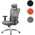 SIHOO Bürostuhl Schreibtischstuhl, ergonomisch, verstellbare Lordosenstütze, 150kg belastbar ~ ohne Fußstütze, grau