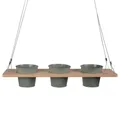 UNUS Kräuterbar Grün Bambus 60 x 16 cm Kräuterregal zum Aufhängen mit Drahtseil, Kräuterhalter für Küche, Balkon, Terrasse, Nachhaltiges Hängeregal für Pflanzen und Kräuter