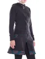 Vishes Kapuzenfleecejacke Damen lange Fleecejacke Hippiemantel Übergangsjacke Kapuze Hippie, Hoodie Style, Alternative Bekleidung, schwarz