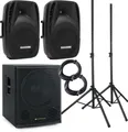 Pronomic 118S-212A Aktive PA-Anlage 600 Watt - 3-teilige Aktiv-PA Lautsprecher (Bluetooth, 150 W, Integrierter USB/SD/Bluetooth MP3-Player)