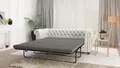 S-STYLE MÖBEL - Chesterfield Sofa 3 sitzer mit Schlaffunktion aus Weiß veganem Leder mit Holzfüßen - Area - B/T/H: 203 cm/86 cm/72 cm