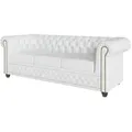 S-Style Möbel Chesterfield-Sofa, Weiß, Textil, Echtholz,Birke, 3-Sitzer, Füllung: Silikon,Silikon,Komfortschaum, 203x72x86 cm, Oeko-Tex®, Hergestellt in Europa, Wohnzimmer, Sofas & Couches, Sofas, Chesterfield Sofas