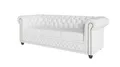 S-Style Möbel George Sofa 3-Sitzer Chesterfield-Sofa Mit Schlaffunktion für Wohnzimmer Couch Aus Veganem Leder Möbel Freistehende Polster Sofas & Couches Couchgarnitur Weiß 203 x 86 x 72 cm