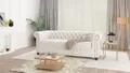 S-Style Möbel Chesterfield-Sofa Jeff, 3-Sitzer mit Schlaffunktion aus veganem Leder mit Holzfüßen, 3-Sitzer mit Schlaffunktion, mit Wellenfederung