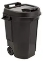Spetebo Garten Abfalltonne mit Deckel fahrbar in schwarz - 110 Liter - Mülltonne Gartentonne Abfalleimer Gartenkarre Abfallbehälter