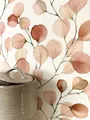 Newroom Vliestapete, Rot Tapete Floral Eukalyptus - Mustertapete Eukalyptusblätter Rose Weiß Romantisch 3D Optik Blätter Pflanzen für Wohnzimmer Schlafzimmer Küche
