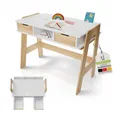 Juskys Kinder Schreibtisch Fietje - höhenverstellbar, 2 Schubladen, viel Stauraum, kratzfest
