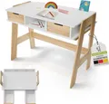 Juskys Kinder Schreibtisch Fietje - Höhenverstellbarer Kinderschreibtisch aus Holz, 2 Schubladen