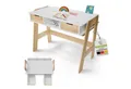 Juskys Kinderschreibtisch Fietje, Höhenverstellbarer Schreibtisch für Kinder, Holz, viel Stauraum