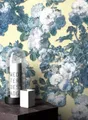 Newroom Vliestapete, Beige Tapete Floral Blumen - Blumentapete Rosentapete Blau Vintage Modern Rosen für Wohnzimmer Schlafzimmer Küche