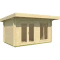 Gartenhaus LASITA MAJA "DORSET", beige (naturbelassen), Fußboden im Gartenhaus, Massivholzdach, Holzwerkstoff, Gartenhäuser