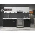 Küche Omega 240 cm Küchenzeile Küchenblock variabel stellbar in Schwarz Weiss - Schwarz/Weiß