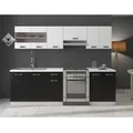 Küchen Preisbombe - Küche Omega 240 Cm Küchenzeile Küchenblock Variabel Stellbar In Schwarz Weiss