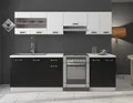 Küchen-Preisbombe Küchenzeile Omega 240 cm Küchenblock Einbauküche Singleküche Schwarz + Weiss