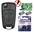 mt-key Auto Klapp Schlüssel Gehäuse + Mikrotaster + Rohling + VARTA CR2032 Knopfzelle, CR2032 (3 V), für OPEL Funk Fernbedienung
