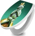 banjado Toilettendeckel mit Absenkautomatik 37,3x45x5cm -Froschkönig - WC Brille Soft Close - hygienischer Toilettendeckel/Klodeckel Duroplast mit Edelstahl Scharnieren - einfache Montage [TDW 10191]