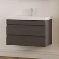 Waschtisch Set Lara | Waschbecken mit Unterschrank 80 cm | Badmöbel Anthrazit