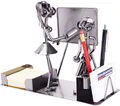 BRUBAKER Schraubenmännchen Lehrerin mit Stiftehalter - Handarbeit Eisenfigur Schule Metallmännchen mit Visitenkartenhalter und Fach für Notizzettel - Metallfigur Geschenkidee
