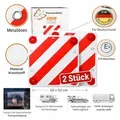 2x Warntafel Rot Weiß Warnschild Fahrradträger 50x50 cm E Prüfzeichen Reflektor