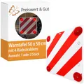 Preiswert&Gut 2x Warntafel 50x50 cm für Deichsel Fahrradträger Weiß Rot mit 4x E Prüfzeichen Reflektor und 4 Metallösen Kunststoff witterungsbeständig Wohnmobil Anhänger LKW Deutschland (2)