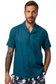 JP 1880 Herren große Größen Übergrößen Menswear L-8XL Leinenmixhemd, Halbarm, Kubakragen, Modern Fit blaugrün L 805724768-L