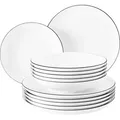 Tafelservice 12-teilig - Seltmann Weiden Lido Black Line 10826 - Weiß