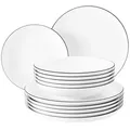 Seltmann Weiden Tafelservice, Schwarz, Weiß, Keramik, 12-teilig, Rund, 32.3x23.5x32.3 cm, Essen & Trinken, Geschirr, Geschirr-Sets, Tafelservice