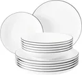 Seltmann Weiden Tafelservice Teller Set, Geschirr-Set Lido Black Line (12-tlg), 6 Personen, Porzellan, Suppenteller, 12 Teile, für 6 Personen, Made in Germany
