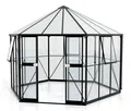 Vitavia Gewächshaus Pavillion 9 m² inkl. Fundamentrahmen - 383x333x284cm - schwarz - Aluminium / Glas / Glas