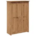 vidaXL Panama-Kiefer Kleiderschrank 3-Türig Dielenschrank Garderobenschrank Schlafzimmerschrank Schrank Holzschrank 118x50x171,5cm