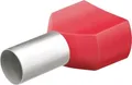KNIPEX Twin-Aderendhülse 97 99 372 | 2x1 mm² | Zwillings-Aderendhülse | Kunststoffkragen | rot | 200 St | verzinnt